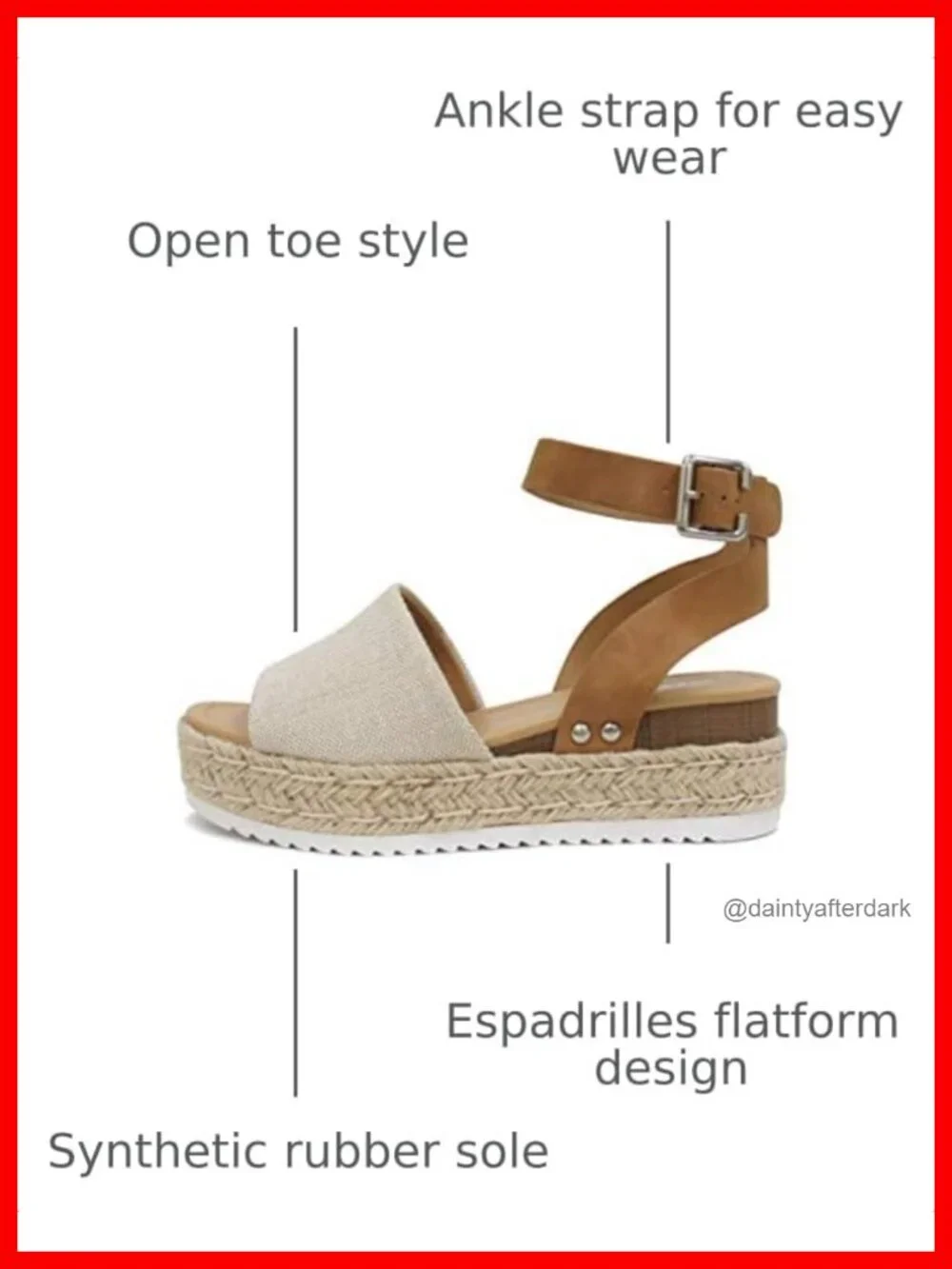 Open Toe Buckle Ankle Strap Espadrilles Flatform Wedge Casual Sandal